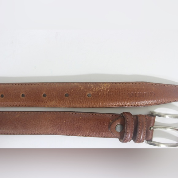 VALENTINO Italian Tan Leather Belt with Silver Buckle unisex - Picture 7 of 10
